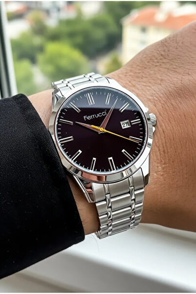 Ferrucci 3 Atm Fonksiyonlu Gümüş Renk Siyah Kadran Orijinal Erkek Kol Saati