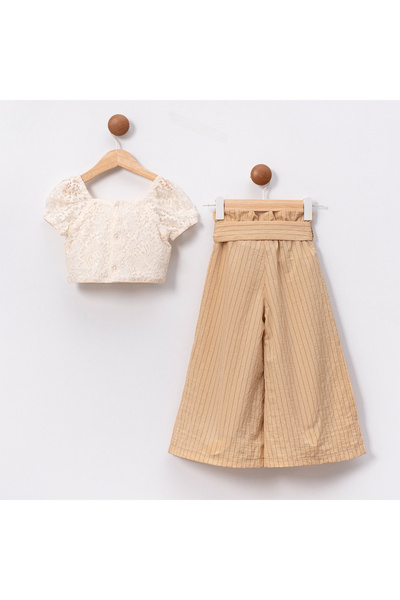 ministok Melly Crop Bluz Ve Pantolonlu İkili Kız Takım