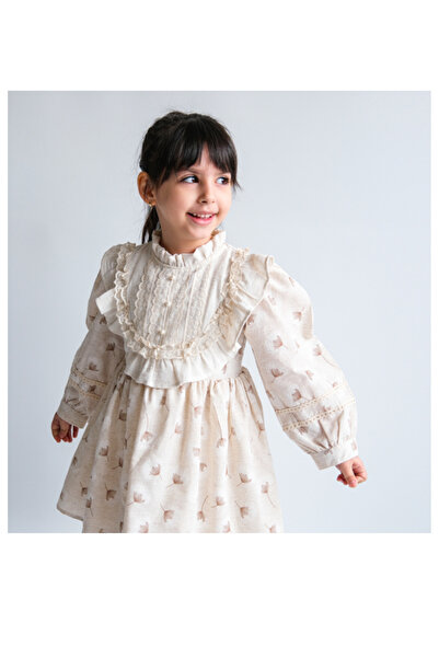 ministok Κοριτσίστικο φόρεμα Pure Beauti με βολάν και γιακά με δαντέλα