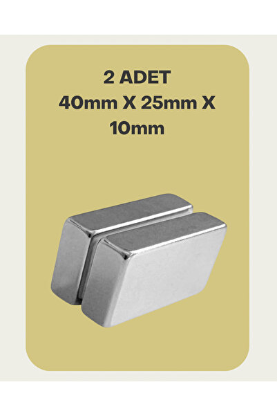 AYMAGNET Çok Güçlü 40mm X 25mm X 10mm 2 ADET SET Köşeli Süper Güçlü Neodyum M...