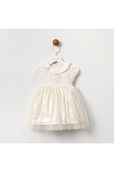 Cumino Ayshe Ekru Kız Elbise 9-12-18-24 Ay