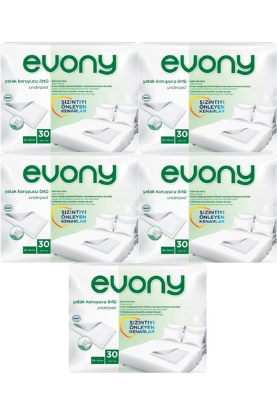 Evony Hasta Yatak Koruyucu Örtü 60*90CM 150 Adet (5PK*30) (Kaymaz Özellikli)
