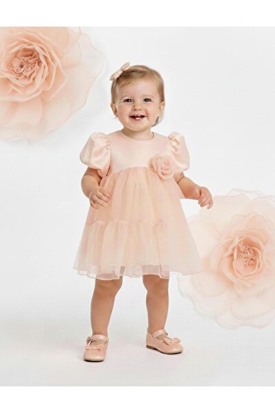 ministok Ember Kız Bebek Tül Detaylı Şık Elbise