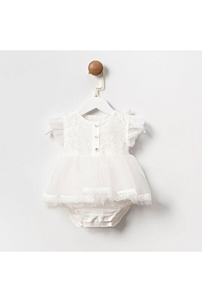 Genel Markalar Angel Melek Kanatlı Kız Bebek Romper Beyaz