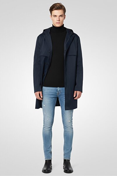 Hugo Boss Boss Men Solid Long Sleeve Trench Coat, Dark Navy