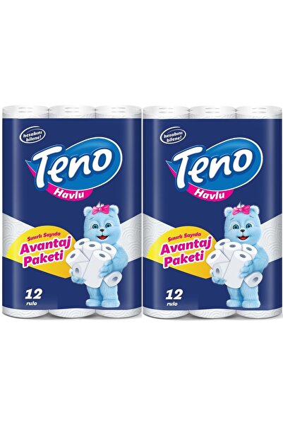 Teno منشفة ورقية فائقة بطبقة مزدوجة 12 عبوة (مجموعة من 2) (سلسلة ميزة Pk)