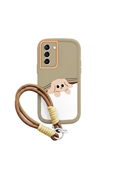 Zebana Samsung Galaxy S22 Uyumlu Kılıf El Bilekli Cat and Puppy Silikon Kılıf...