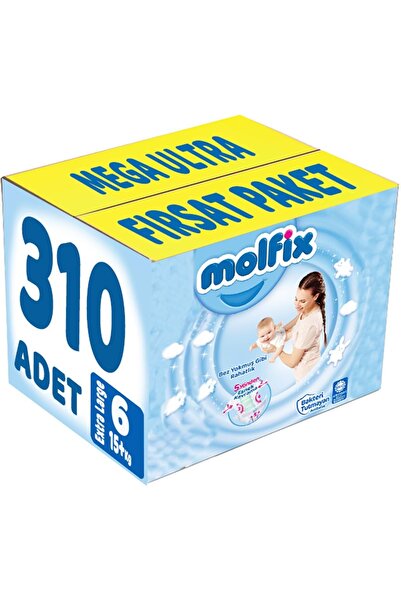 Molfix Bebek Bezi Beden:6 (15+Kg) Extra Large 310 Adet Mega Ultra Fırsat Pk