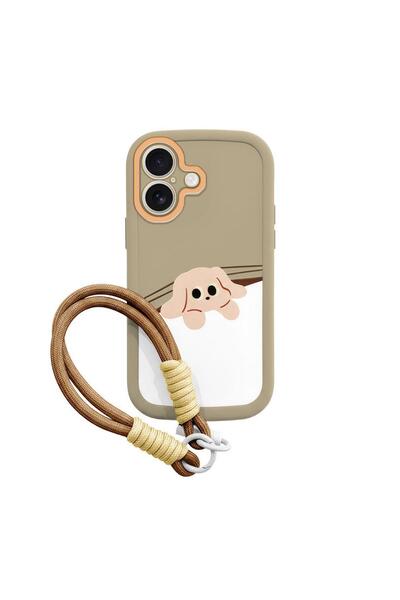 Pro Aksesuar حافظة سيليكون متوافقة مع هاتف Apple iPhone 16 مع قطة وكلب باللون...