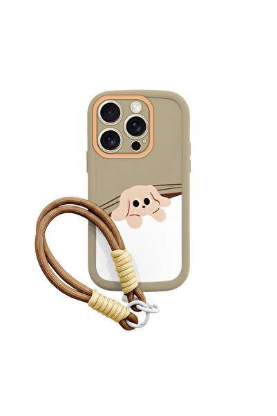 Zebana Apple iPhone 13 Pro Uyumlu Kılıf El Bilekli Cat and Puppy Silikon Kılı...