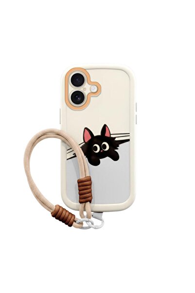 Zebana Apple iPhone 16 Plus Uyumlu Kılıf El Bilekli Cat and Puppy Silikon Kıl...