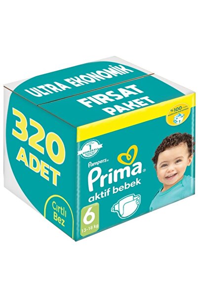 Prima Bebek Bezi Beden:6 (13-18Kg) Extra Large 320 Adet Ultra Ekonomik Fırsat Pk