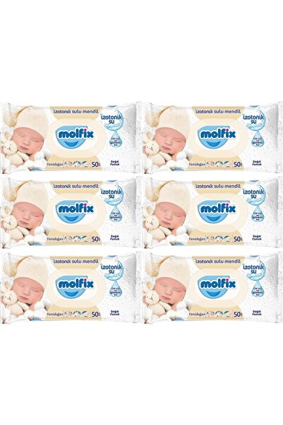 Molfix Islak Havlu Mendil İzotonik Yeni Doğan 6 Lı Set 50 Yaprak Pamuklu Plas...