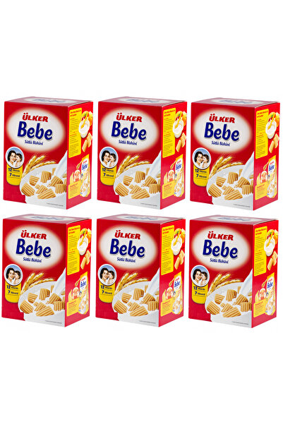 Ülker Sütlü Bebe Bisküvisi 800GR (12 Vitaminli 7 Minarelli) Kutu (6 Lı Set)