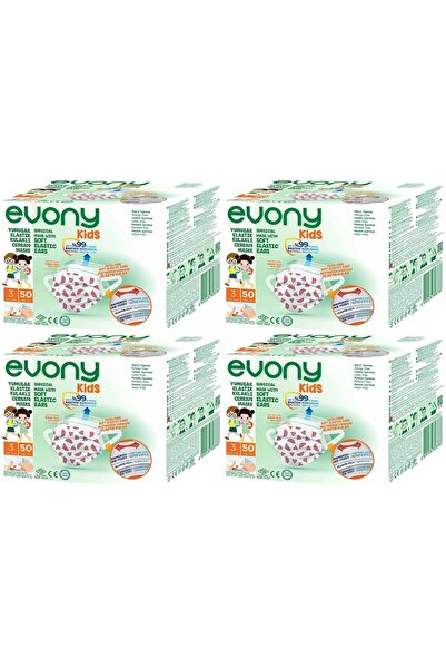 Evony 3 Katlı Filtreli Burun Telli Cerrahi Maske (Kids Çoçuklar İçin) 200 Lü ...