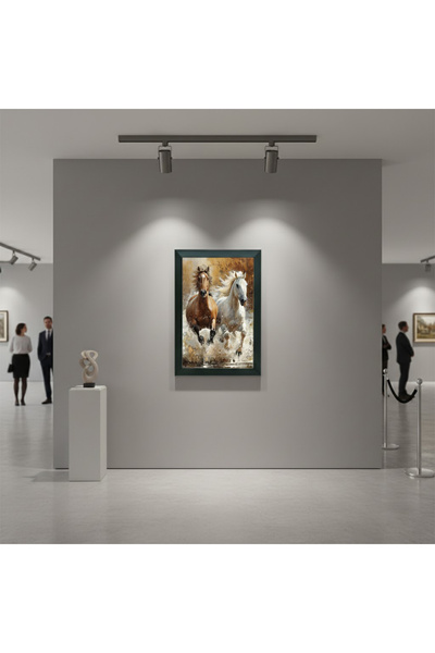 BFM DİJİTAL BASKI ÜRÜNLERİ Duvar Ofis Ev Dekarasyonu için At Figürlü Çerçevel...