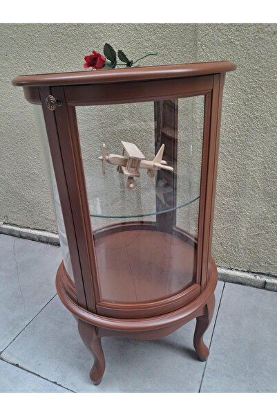 BENGİ TİCARET Gümüşlük vitrin 17435 Yuvarlak 2 raf Parlak ceviz Kayın Aslan a...