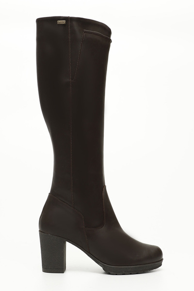 GÖNDERİ(R) Γυναικείες/Κορίτσια Καφέ Αντίκες Μπότες με Χοντρό Τακούνι με Φερμουάρ