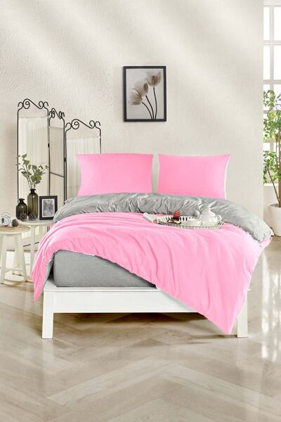 HOMENUP 150X200 Double-Sided Double Size Duvet Cover Set with Elastic Sheets