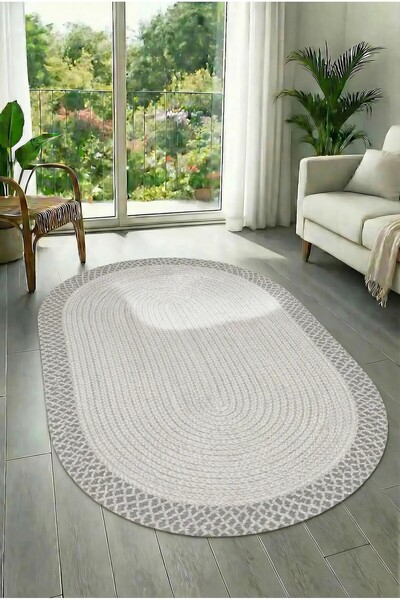 DOREM DİJİTAL BASKILI HASIR GÖRÜNÜMLÜ Kaymaz Taban Yıkanabilir Modern Mutfak ...