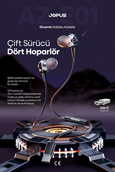 Jopus İphone 15-16-17 Serileri ve Android Uyumlu - 4 Hoparlörlü Type-C Kablol...