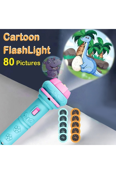 Choice3 مجموعة واحدة - مصباح يدوي أزرق بروجكتور للأطفال، 10 بطاقات، 80 نمطًا،...