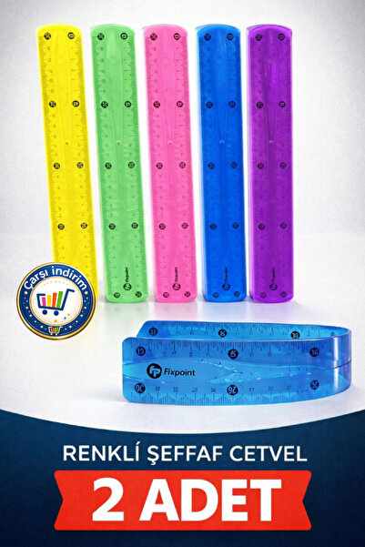 nistabolje 2 Adet Esnek Cetvel Kırılmaz Dayanıklı Cetvel 30 Cm Karışık Renkler