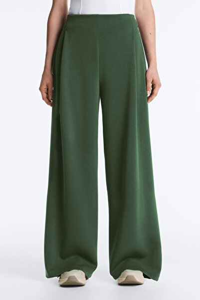 Oysho High Rise Pleated Twill Trousers