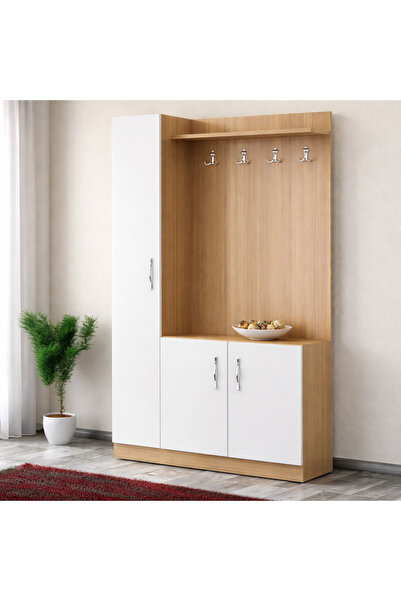 Decorotika NATUREL PORTMANTO TEAK BEYAZ