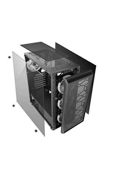 TURBOX OmyVera 192-6 4x Blue Fan USB 2.0 250W 300W mATX Gaming Bilgisayar Kasası
