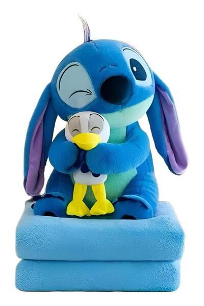 onestophube Stitch Peluş Oyuncak+Battaniye Seti Birlikte 45 Cm Ultura Yumuşak...