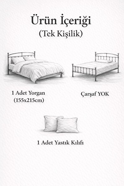 Binna Soft Karmina Ultura Yumuşak Wellsoft Slikon Dolgulu Tek Kişilik Yorgan + Yastık Kılıfı Set/ Uyku Seti