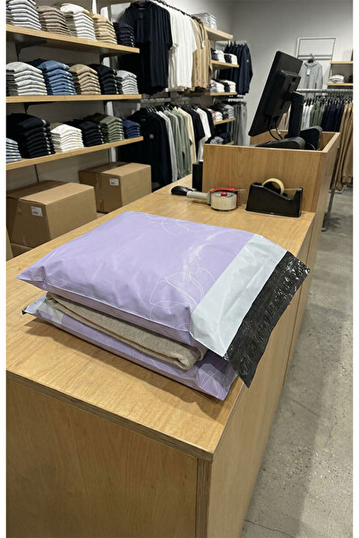 AkalBatu No1 25'li Desenli Kargo Poşeti - Lila - 33x37x7 Cm