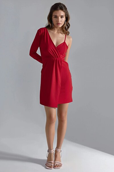 Hiccup Busem One Shoulder V-Neck Mini Dress