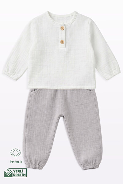 Lamonde Unisex Bebek Pijama Takımı %100 Pamuk 6-9-12-18 Ay