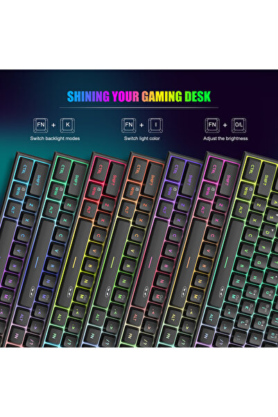 MageGee TS91 61 Tuş RGB Kablolu Siyah Membran Türkçe Q Gaming Klavye