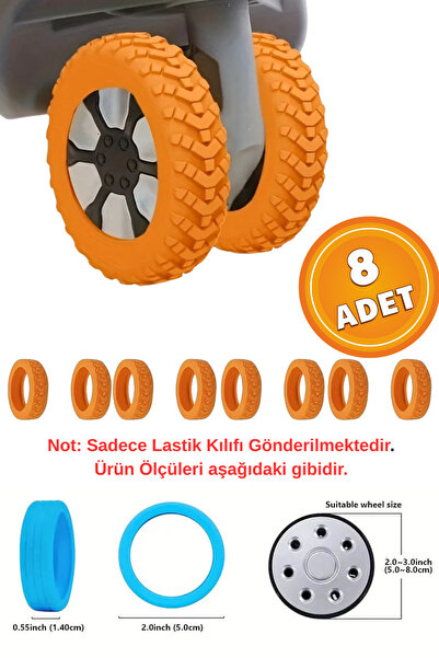 CANVELA 8 Adet Turuncu Bavul Tekerlek Kılıfı Valiz Tekerleği Silikon Aşınmaya...