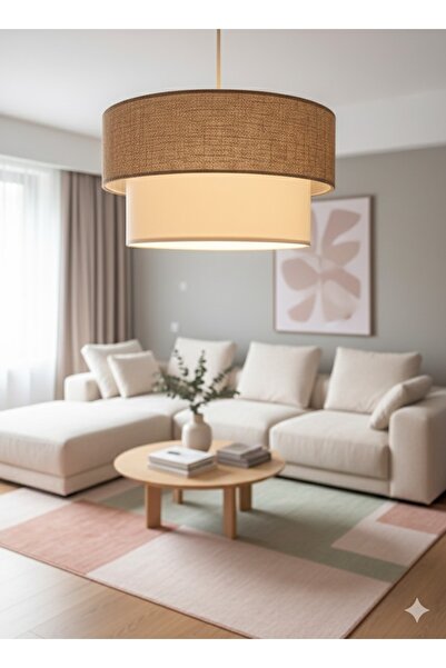 Emg DesiGn Kumaş Başlık Modern Sütlü Kahve Pasta Avize