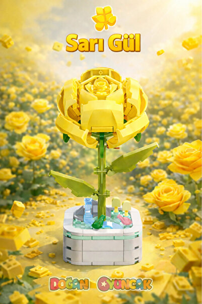 Doğan Oyuncak Dünyası Mikro Blok Sarı Gül Çiçek Lego - Lego Setleri Mini Lego...