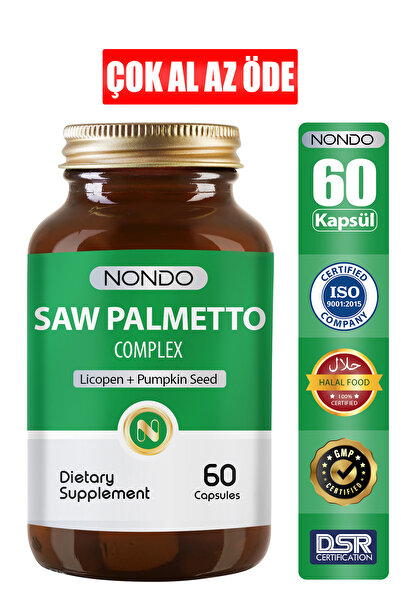 Nondo Saw Palmetto Kompleks 60 Kapsül Saç Vitamini - Cüce Palmiye Likopen Isı...