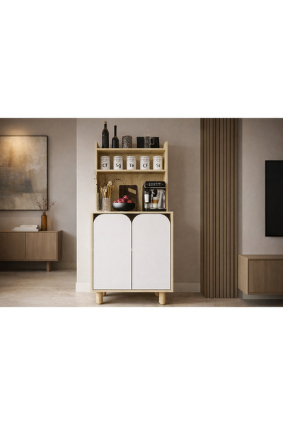 VM VERTEX MOBİLYA Parma 2 Kapaklı Mutfak Dolap, Kahve Köşesi, Çok Amaçlı Dola...