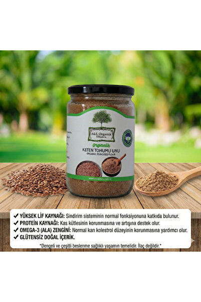 Organik Sertifikalı Keten Tohumu Unu Glütensiz Vegan 300g Kapadokya Nevşehir Cam Kavanoz