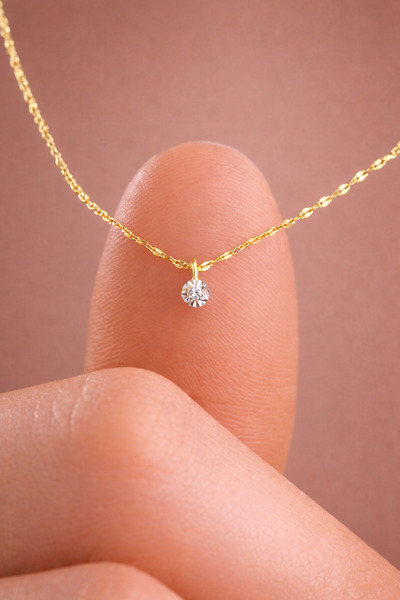 MOOM MÜCEVHERAT 14 Ayar Altın Aynalı Zincir Pırlanta Kolye