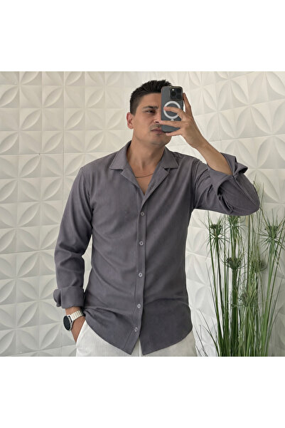 WENMİNG Мъжка риза с дълги ръкави и кант