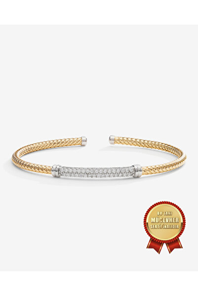 MEKS JEWELS Mikron Altın Kaplama 925 Ayar Gümüş İtalyan Argento Milano Kelepç...