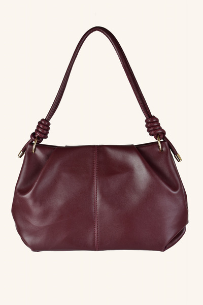 birizmoda حقيبة يد وكتف فيولا يان قماش مجدّل - أحمر كلاريت