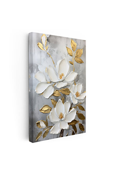 oppanimor Kanvas Tablo Kabartma Görünümlü Altın Manolya Çiçek Tablosu Ev Ofis...