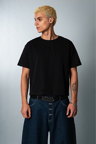 Crupt Studio Raw Noir Black Boxy Crop Men's T-Shirt