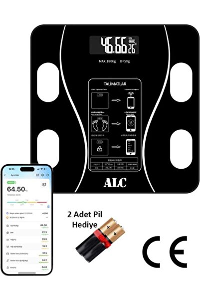 Genel Markalar Smart Body Scale Akıllı Banyo Baskülü Yağ Su Kas Vücut Kitle Endeksi Dijital Tartı