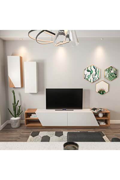 Decorotika ZEBRA TV ÜNİTESİ BEYAZ TEAK